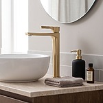 Umývadlová batéria PREMIUM REA Maxim Brush Gold High – Obrázok 5