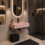 Umývadlo REA GOYA PINK na dosku 60 CM - konzola – Obrázok 4