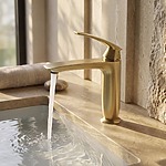 Umývadlová batéria PREMIUM REA Como Brush Gold Low – Obrázok 5