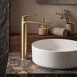 Umývadlová batéria PREMIUM REA Como Brush Gold High – Obrázok 5